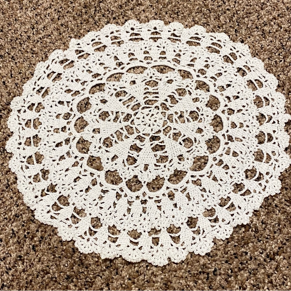 New Beautiful White Handmade Crocheted Lace Doily 12”
